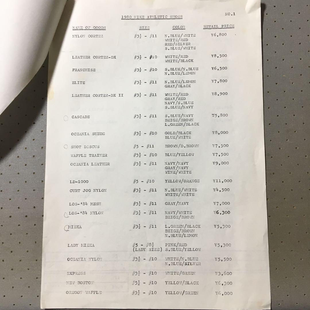 必見! 超希少 昭和期 NIKE 店舗掲示用ポスター&価格表