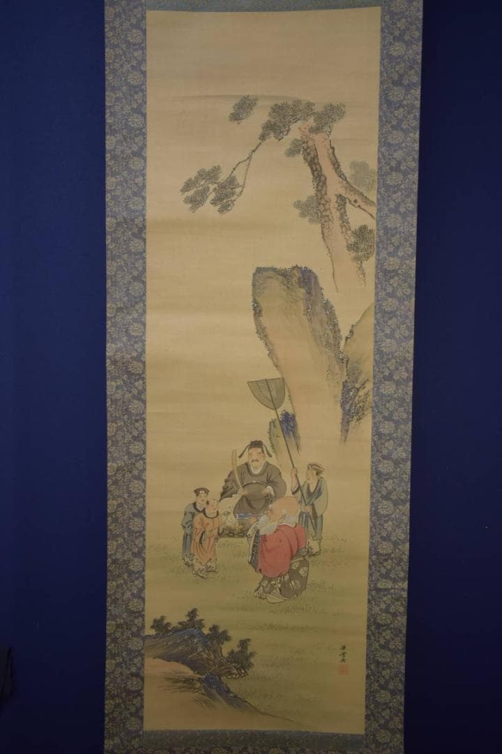 複製/岡本豊彦/寿老人図/工芸/布袋屋掛軸HI-918