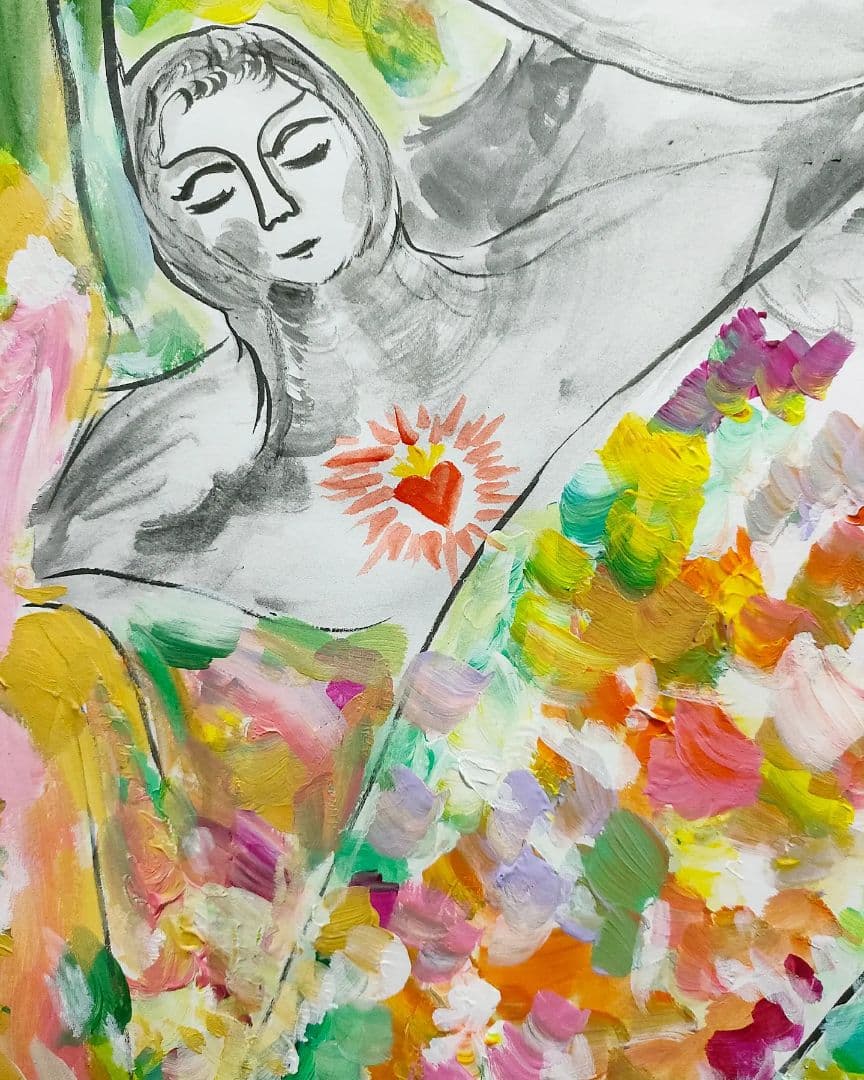 〚原画〛Love painting（水彩画、アクリル画、自作絵画、オリジナル）