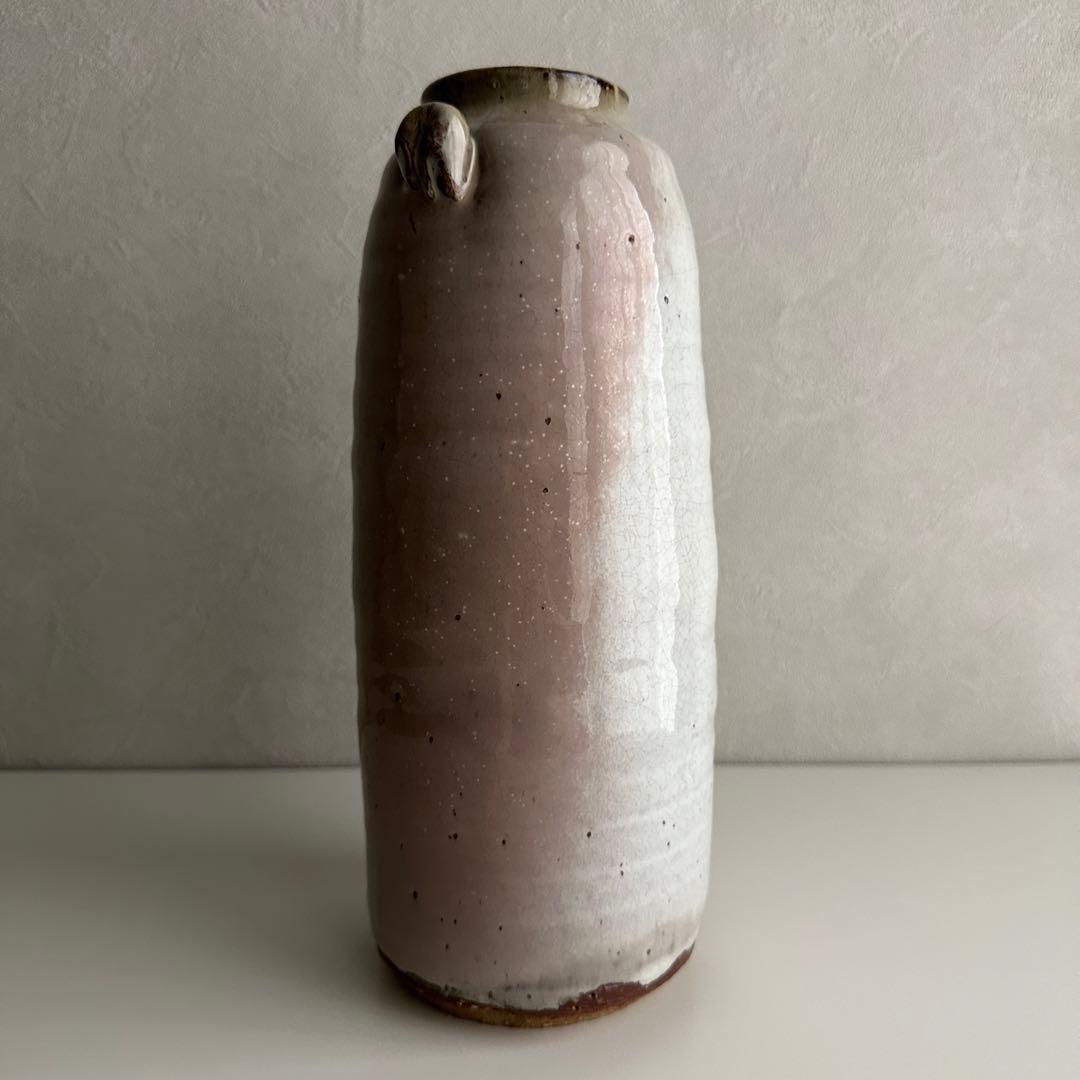 岡田裕 萩 窯変 耳付き 花器 花入 共箱