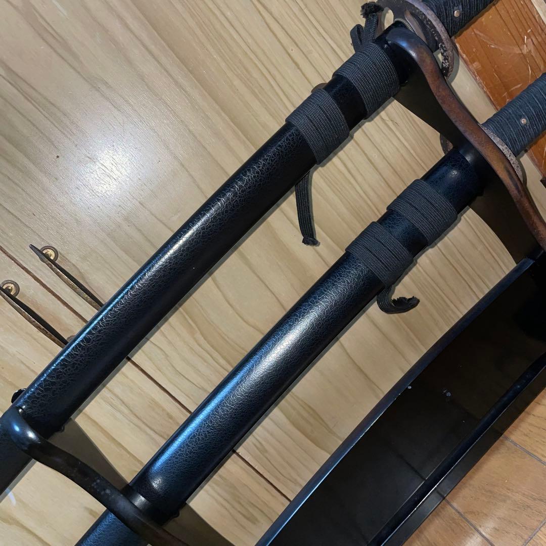 ユ*ン様 武蔵拵 模造刀 大小セット 二十四代藤原兼房作 刀袋・台座付