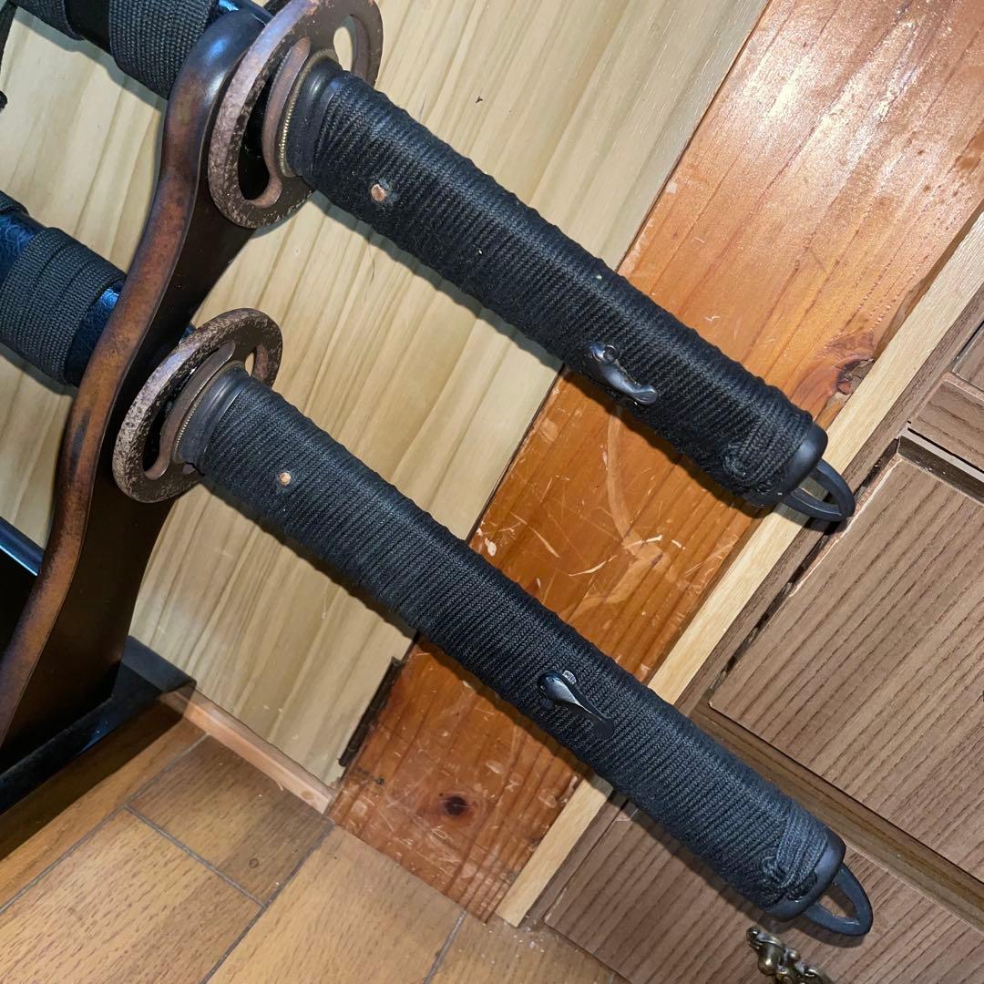 ユ*ン様 武蔵拵 模造刀 大小セット 二十四代藤原兼房作 刀袋・台座付