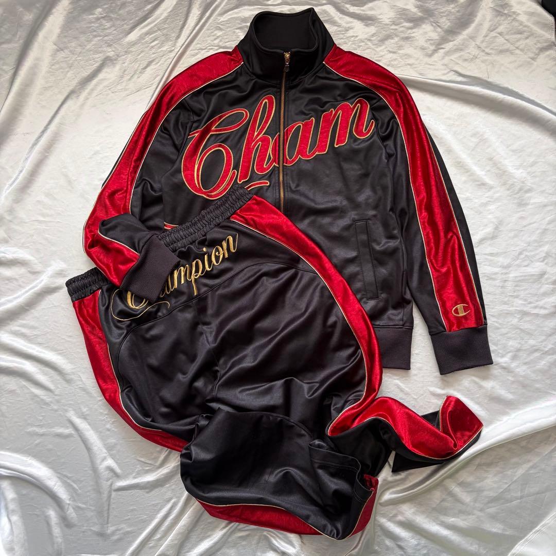 チャンピオン　Champion ジャージ上下セット 黒/赤　トラックジャケット