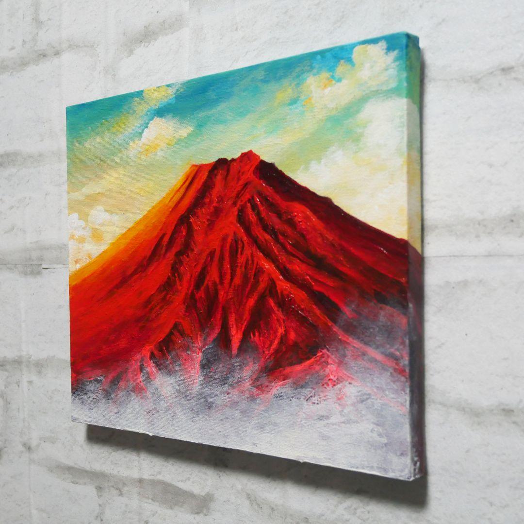 油絵 油彩 油彩画 絵 絵画 【朝焼けの紅富士】
