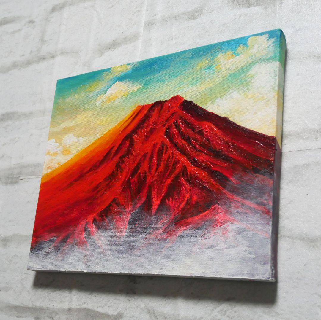 油絵 油彩 油彩画 絵 絵画 【朝焼けの紅富士】