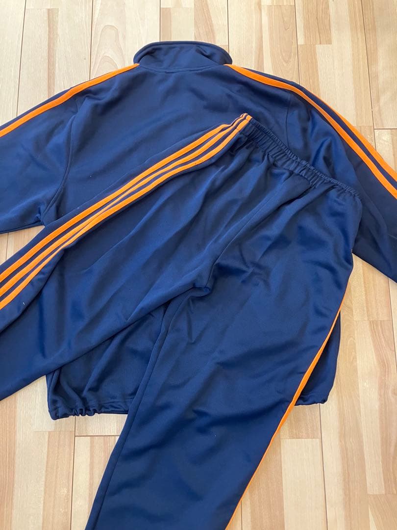 adidas ネイビー オレンジ ジャージ 上下 セットアップ ヴィンテージ　L