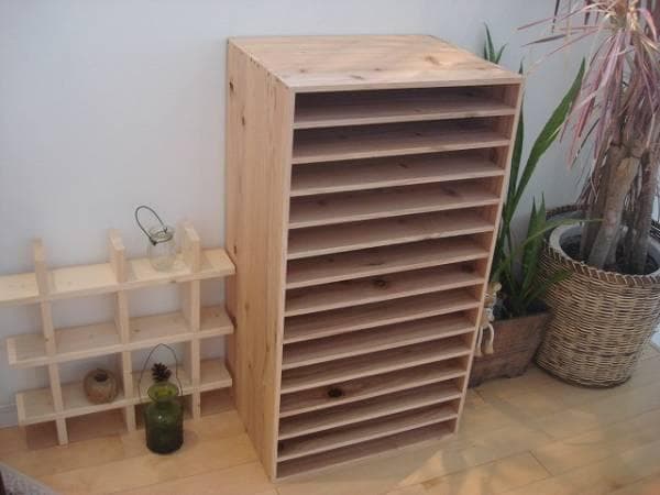 ★送料無料★サイズ変更可能★A3木製14段書類棚/無垢材★ナチュラルオーダー可能