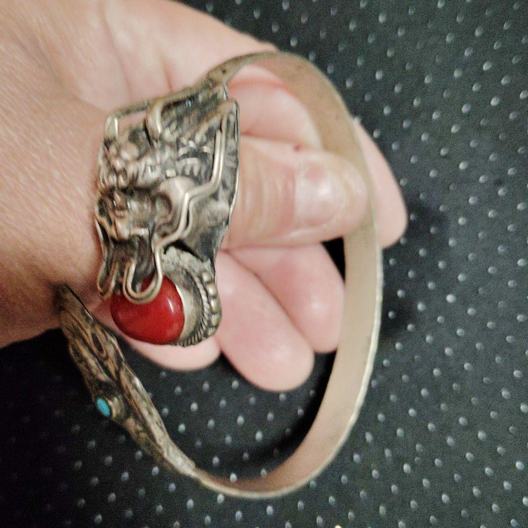 ドラゴンデザイン バングル シルバー風