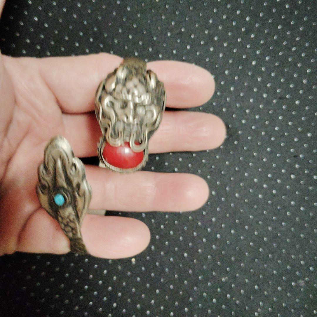 ドラゴンデザイン バングル シルバー風