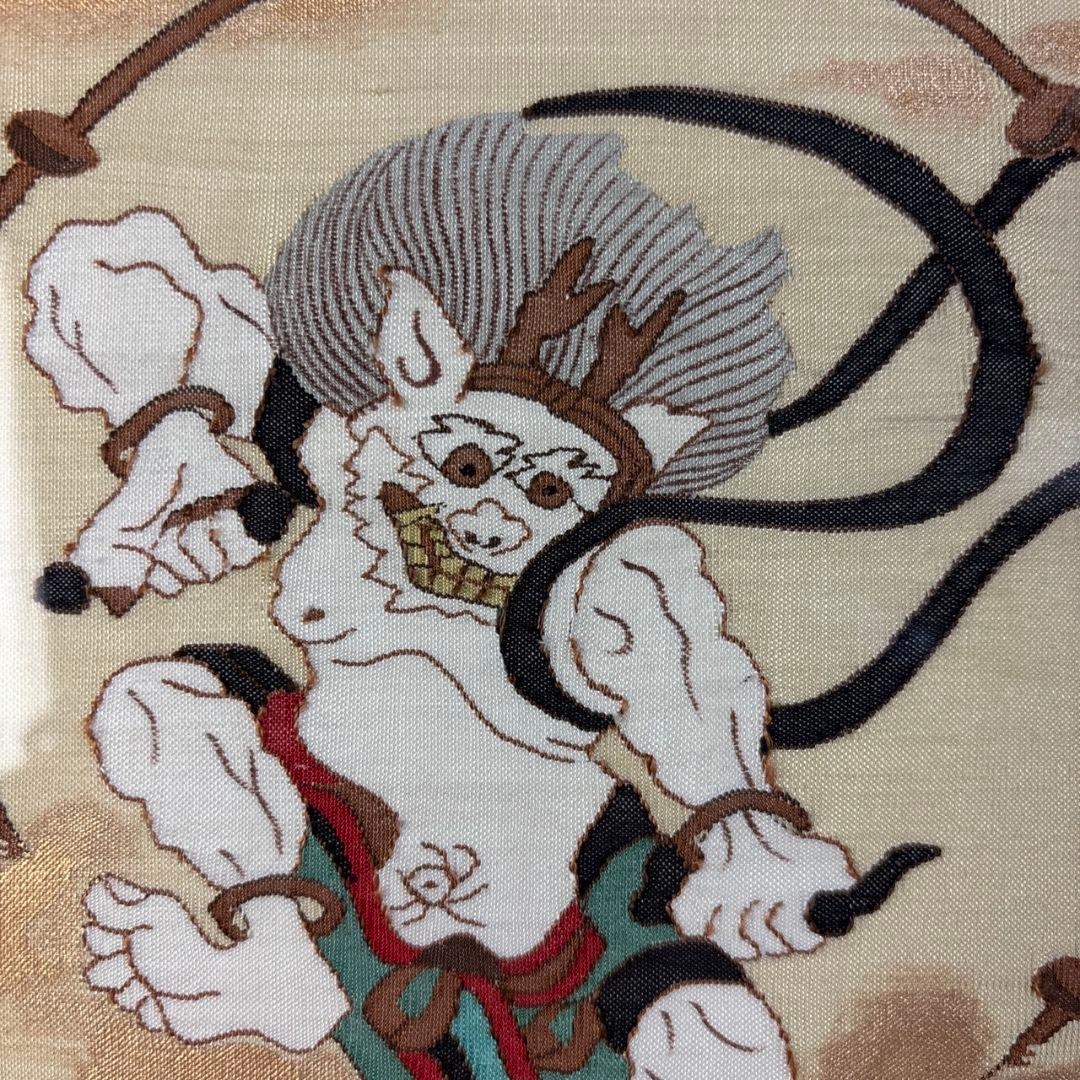 織物　風神雷神図　額装