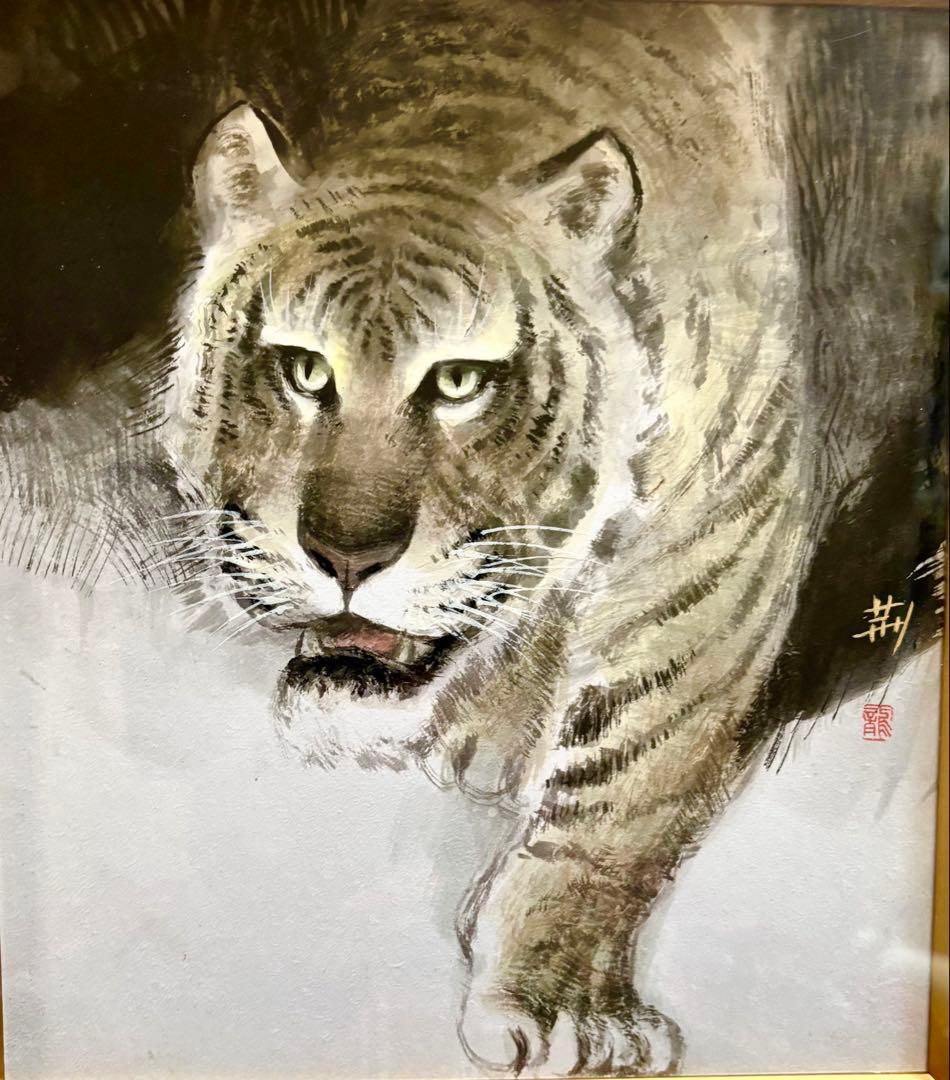 水墨画（肉筆手描き）虎绘色紙6枚