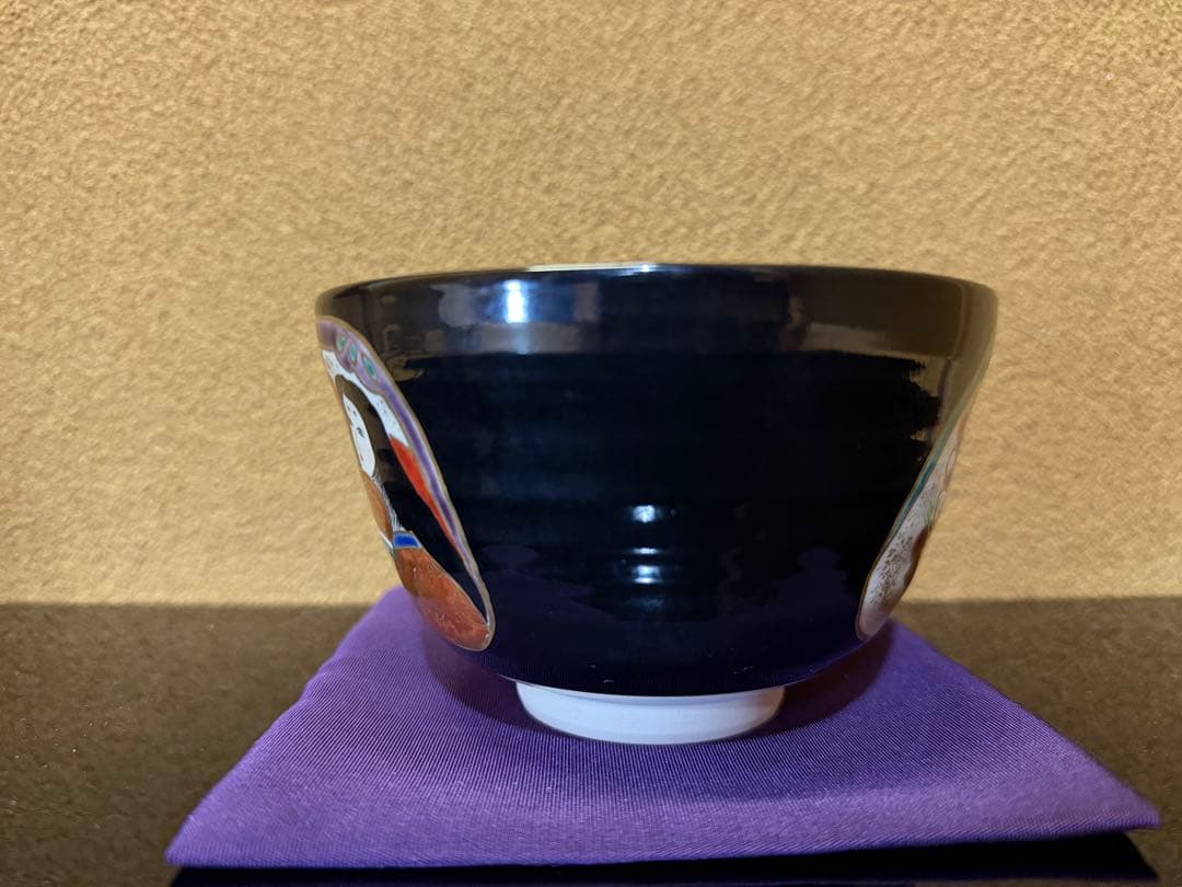 手塚桐鳳　仁清写　雛の絵茶碗　共箱　堀内宗心書付