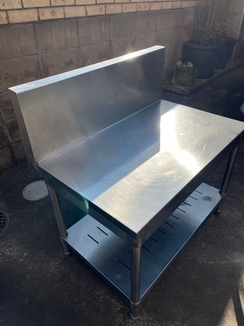 【送料込み】【⚠️注意点有り】ステンレス製コンロ台 作業台 調理台 背面パネル付き