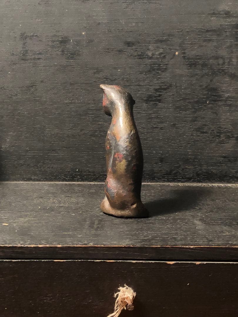 昭和レトロ　物憂げな猫　真鍮　照明のパーツ　猫　置物