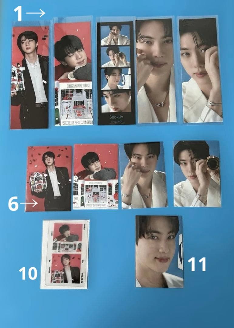 BTS JIN ロングステッカー•両面ホログラムフォトカード•ステッカー