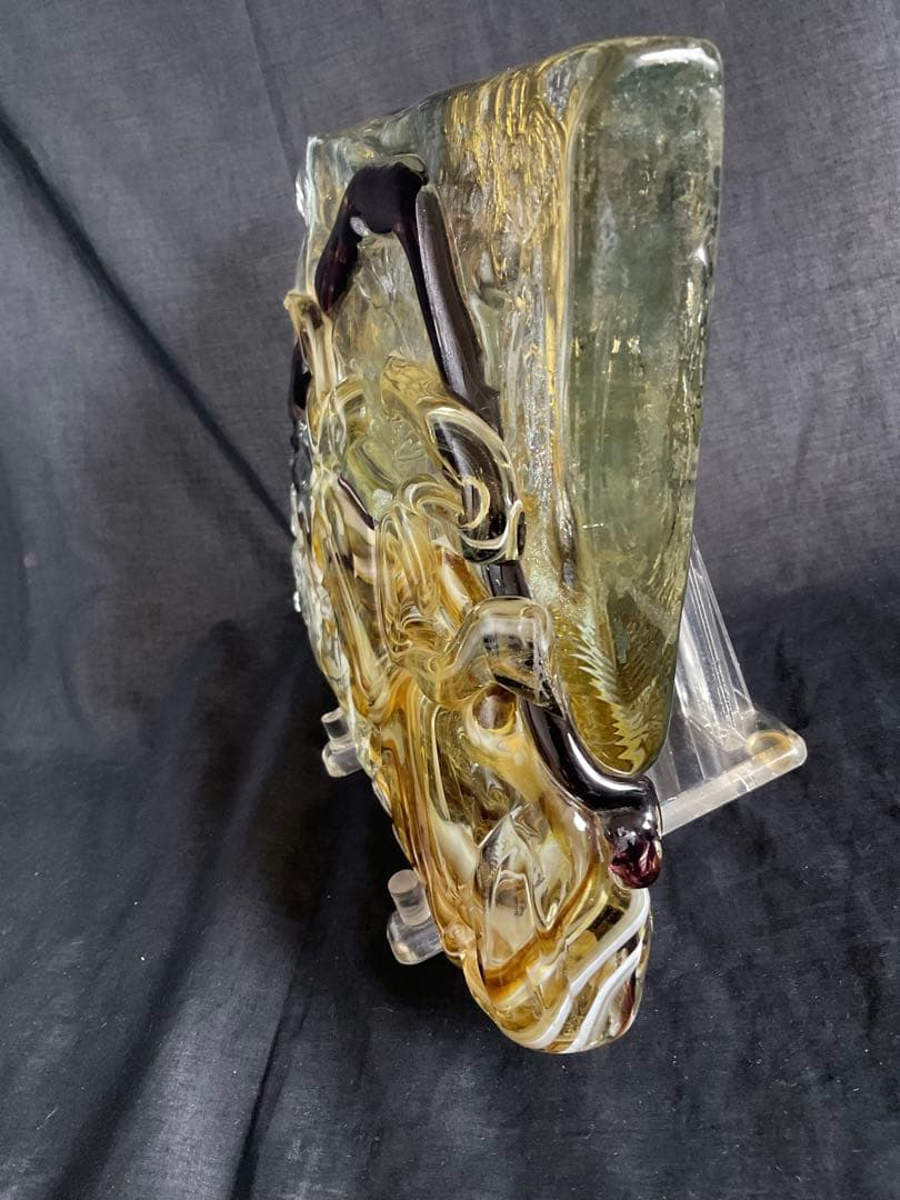 ルーク　藤田喬平　ガラス・レリーフ「富士山」(サイン)/オブジェ