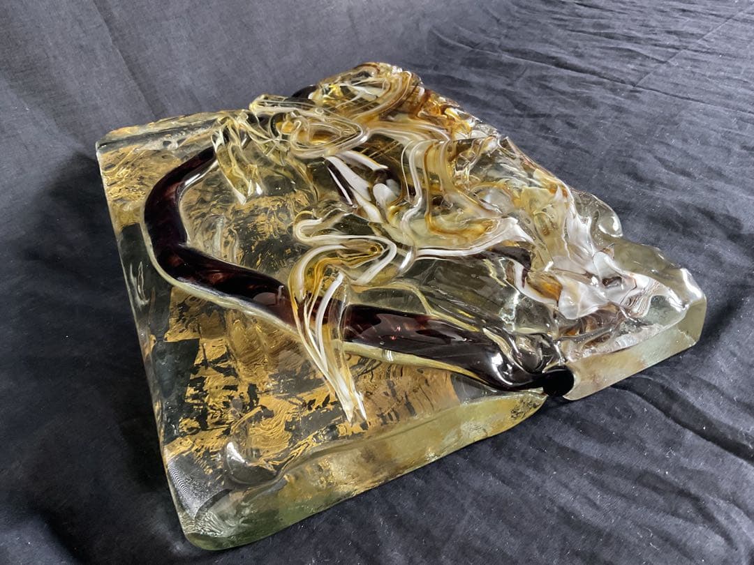 ルーク　藤田喬平　ガラス・レリーフ「富士山」(サイン)/オブジェ