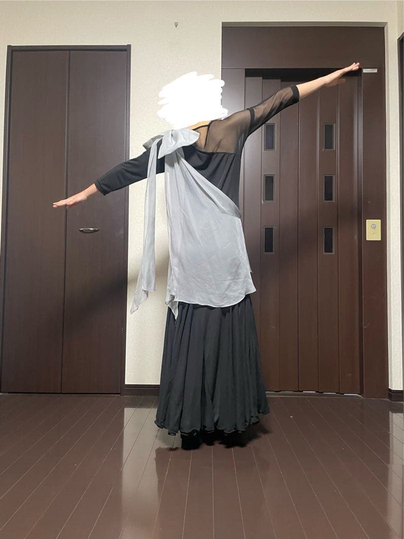 社交ダンスドレス 黒とグレー シフォン