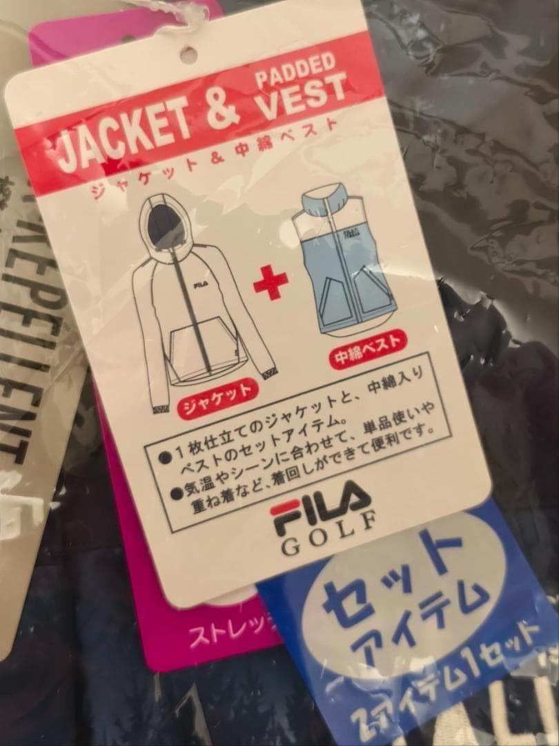 未使用 FILA GOLF LLサイズ レディース 中綿ベスト＋ブルゾン 紺LL