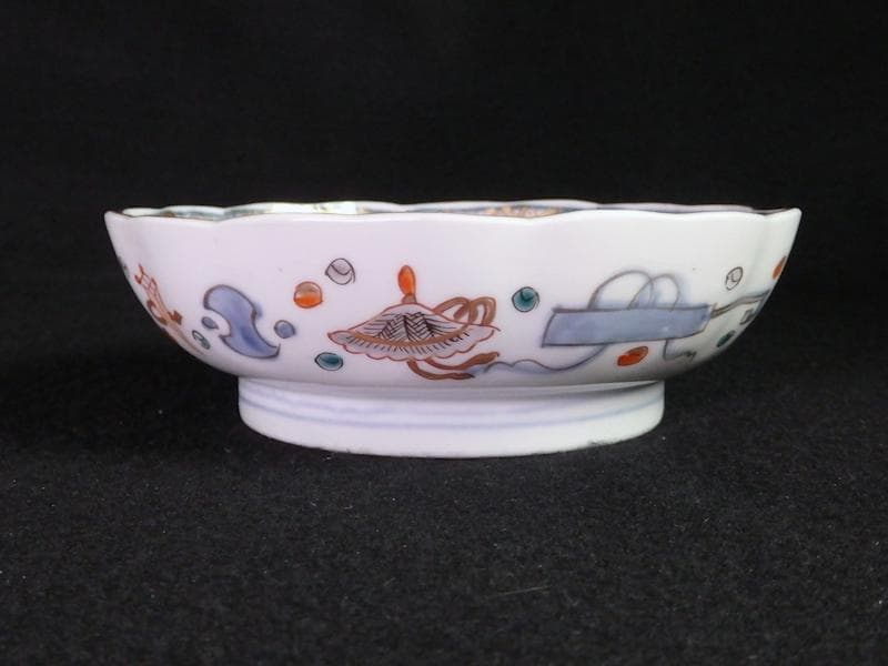 古伊万里　金襴手　松竹梅に鶴亀の図　膾皿　５客　D942AS-BNu