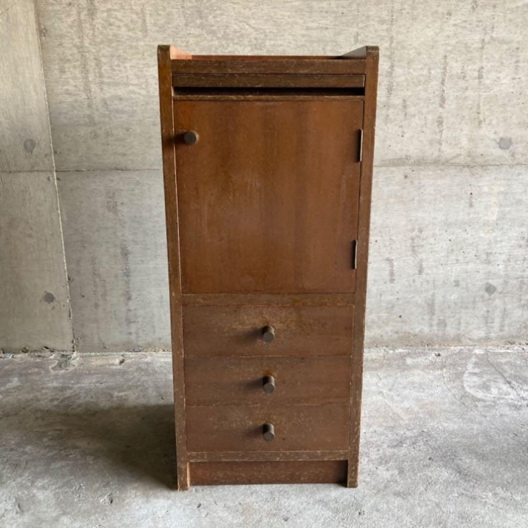 サイドテーブル キャビネット チェスト ラック 電話台 棚 木製 昭和 レトロ