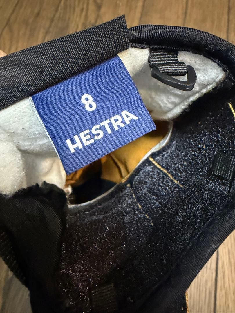 Hestra レザー 3フィンガーグローブ 黒/オレンジ　サイズ8