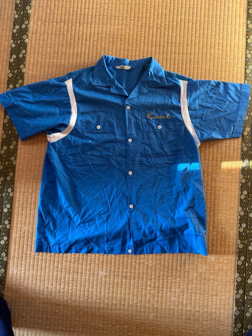 50s 60s Nat Nast ボウリングシャツ 青 Santa Fe