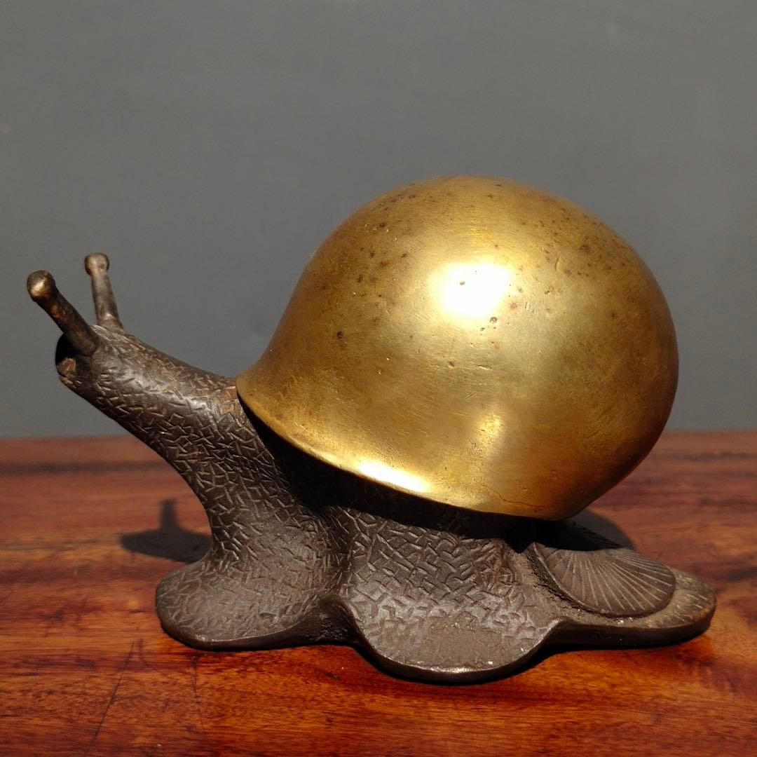 銅製 文房置物　蜗牛（カタツムリ）銅製　筆置き
