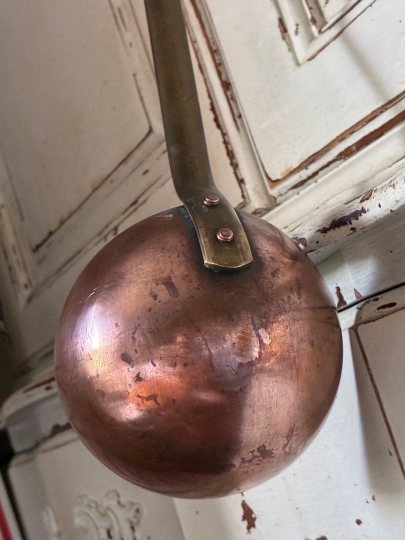 フランス　アンティーク　銅製 レードル ５本　壁掛け　ラック　プロ用　コッパー