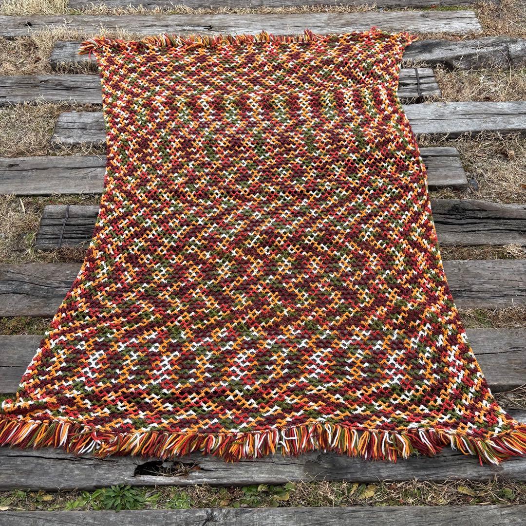 【USA vintage】グラニーブランケット レトロカラー アメリカビンテージ