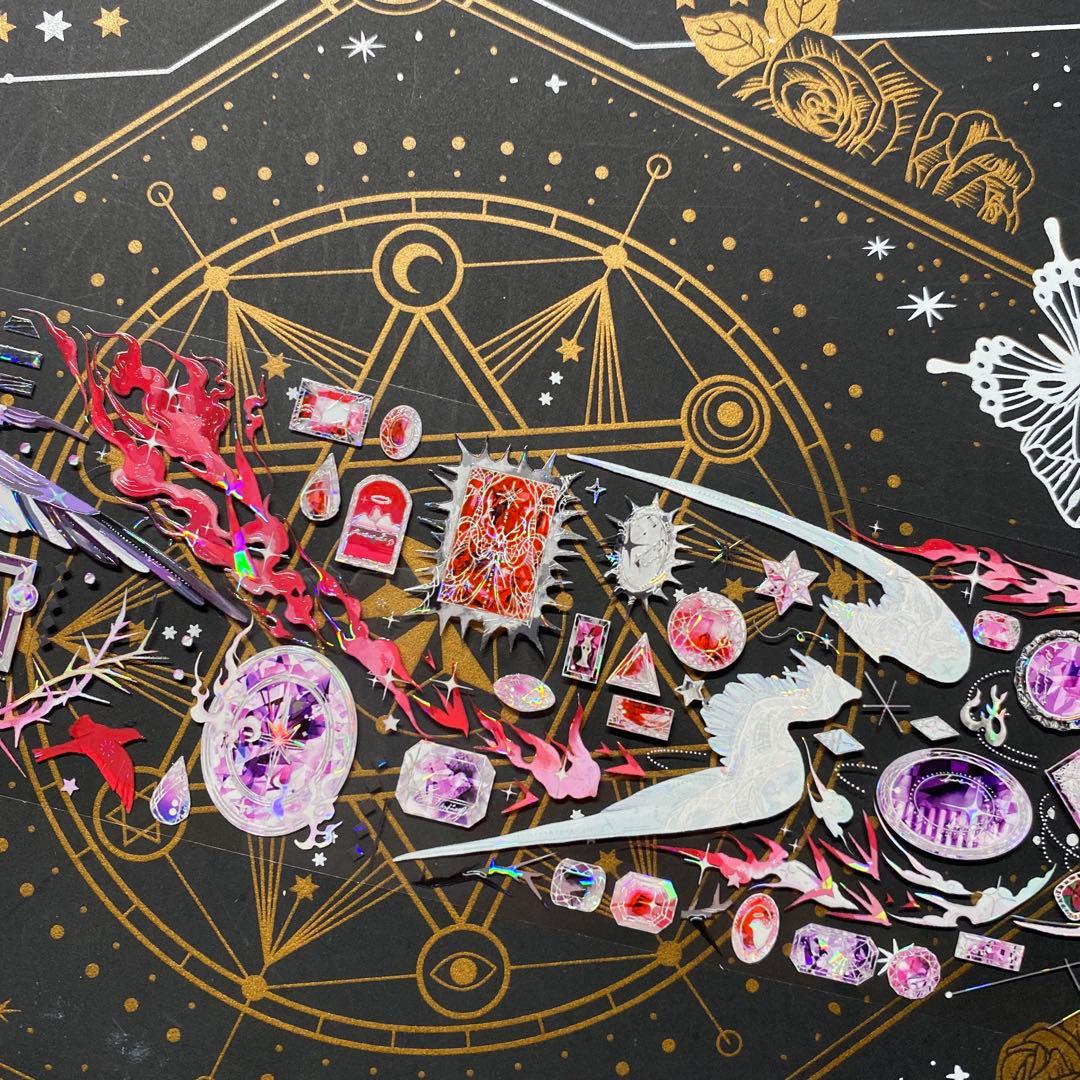 【9214】海外　マステ　中古巻　貝殻光マスキングテープ　宝石　翼　装飾系