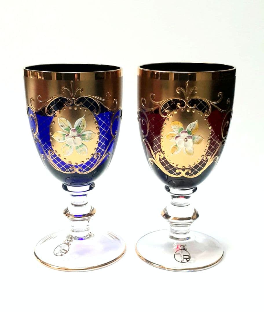 【 未使用・美品 】ラグーナムラノ ベネチアングラス 24金 金彩 ペアグラス