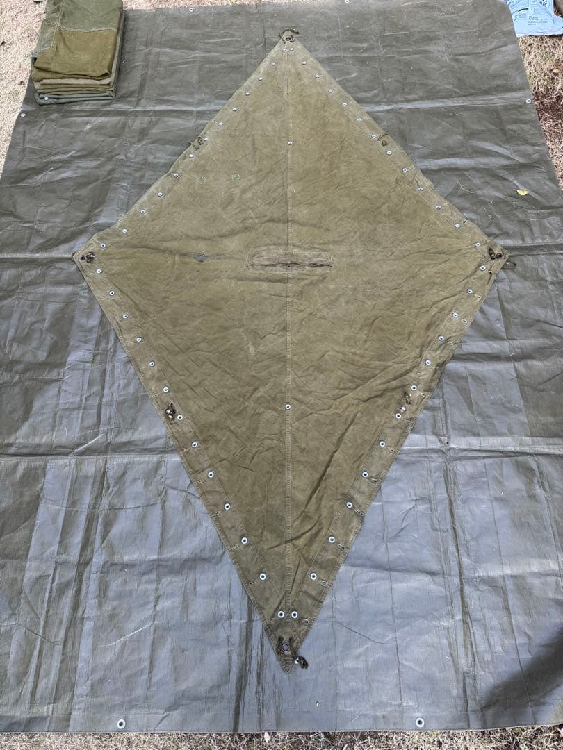 希少！ヴィンテージ　ノルウェー軍幕　8枚　ポール　アルミペグ付き