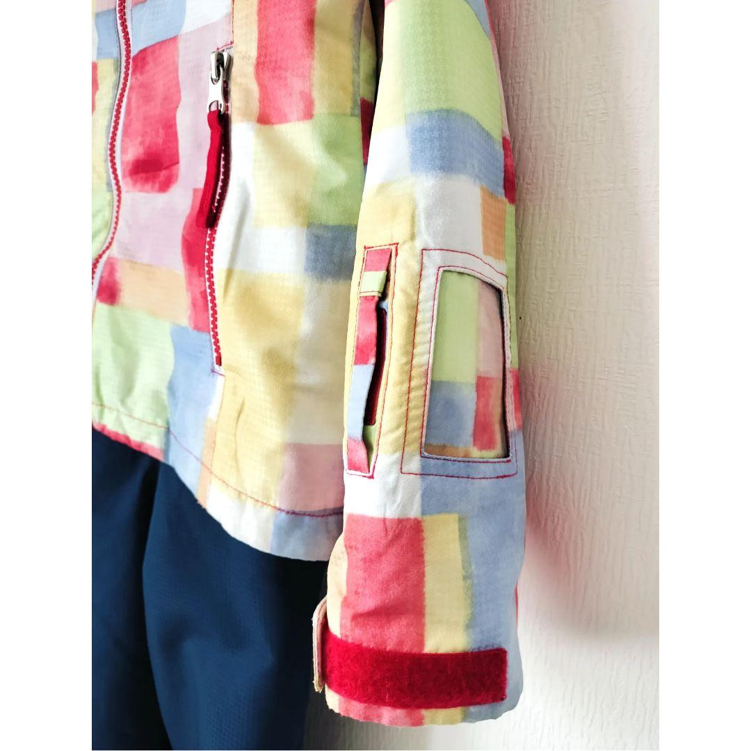 美品Phenix スキーウェア 女の子140 130 パステルチェック×紺 上下