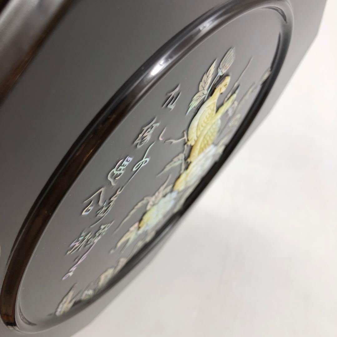 螺鈿細工らでんざいく鳥お花貝殻装飾八角形黒漆器重箱菓子箱23cm伝統工芸品