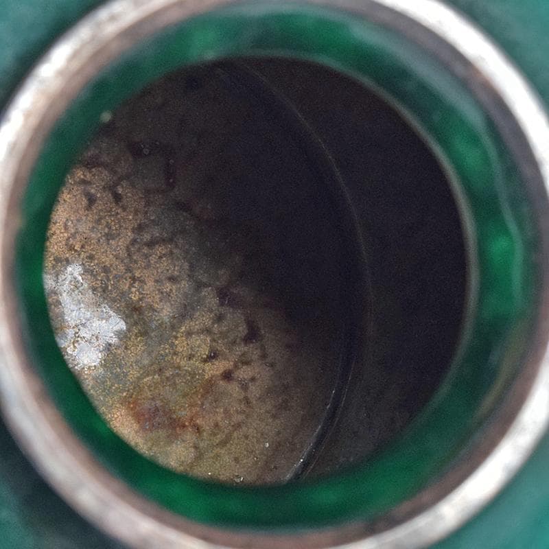 七宝焼　安藤七宝店　SILVER刻印　翡翠釉　花文　花瓶　共箱　M　R8879B