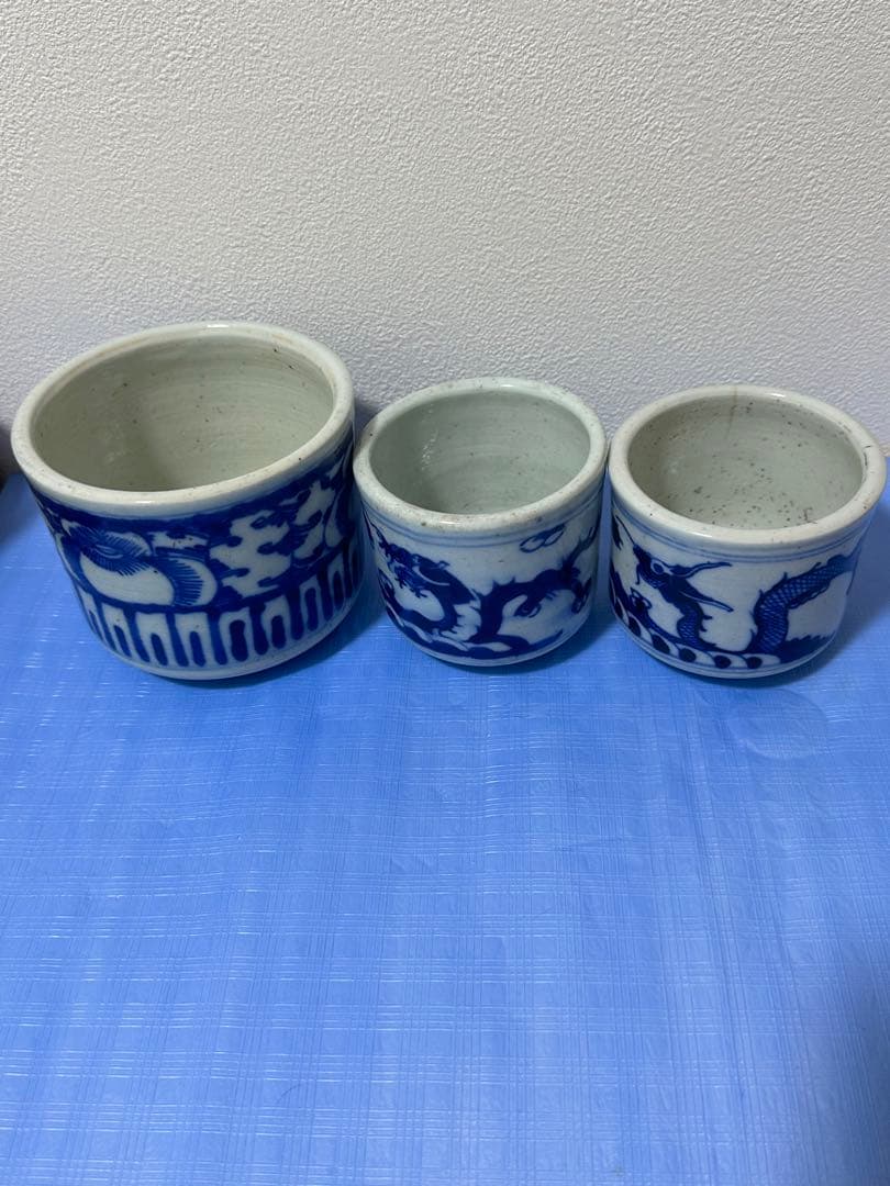 中国古玩 清時代 染付香炉