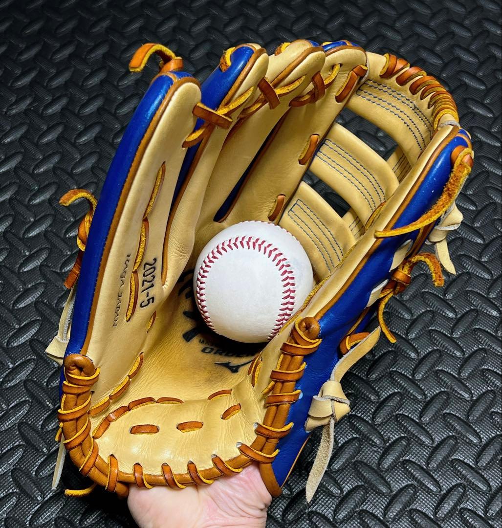 日本製 ミズノプロ オーダー 限定 ダイバーシティブルー 軟式 外野用 グローブ