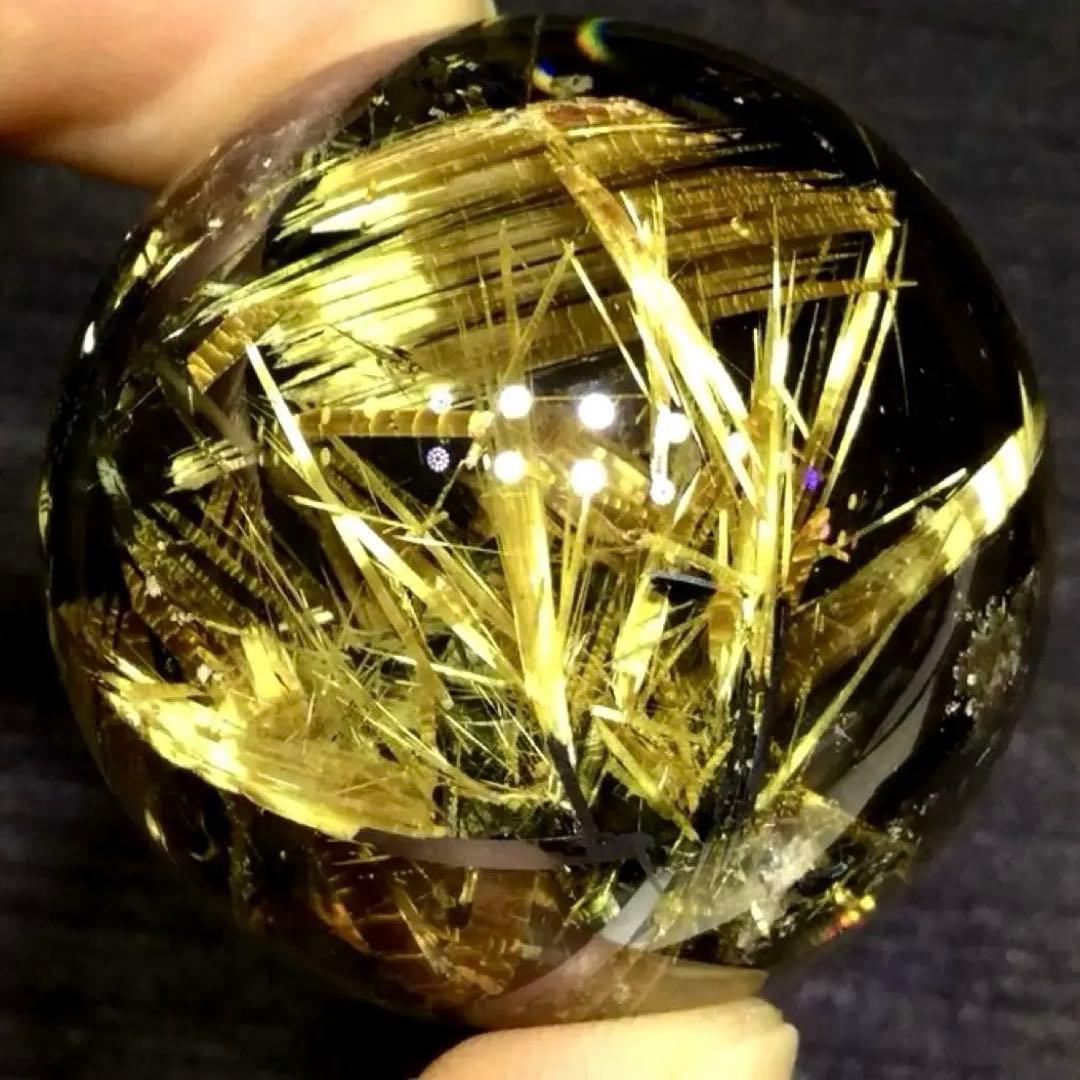超絶綺麗✨40mm ゴールドタイチンルチルクォーツ　丸玉　スフィア　金針水晶
