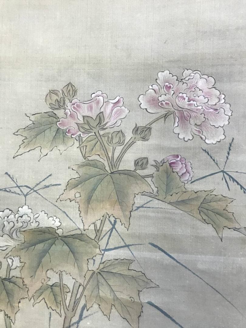 真作/狩野探幽/成道、鳩、芙蓉図/三幅対/極札/花鳥図/掛軸名家伝来AH-560