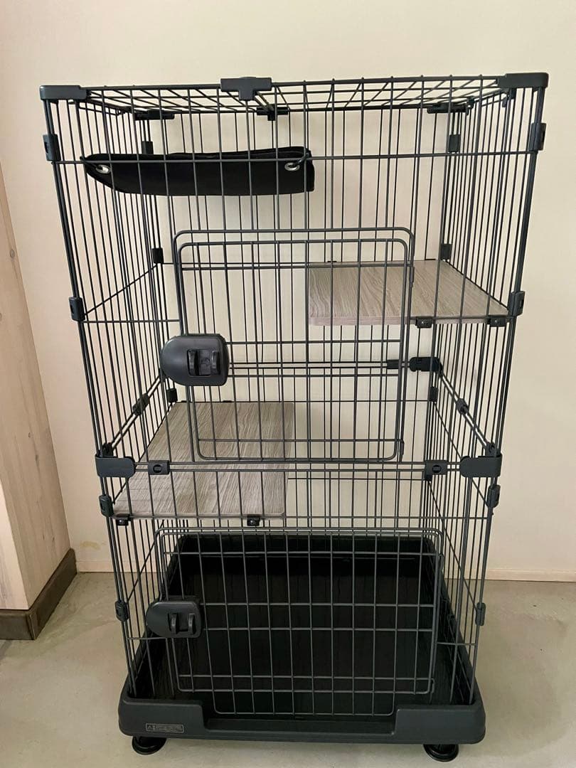 アイリスオーヤマ 猫 ケージ ミニタイプ 2段 ハンモック付き マットグレー