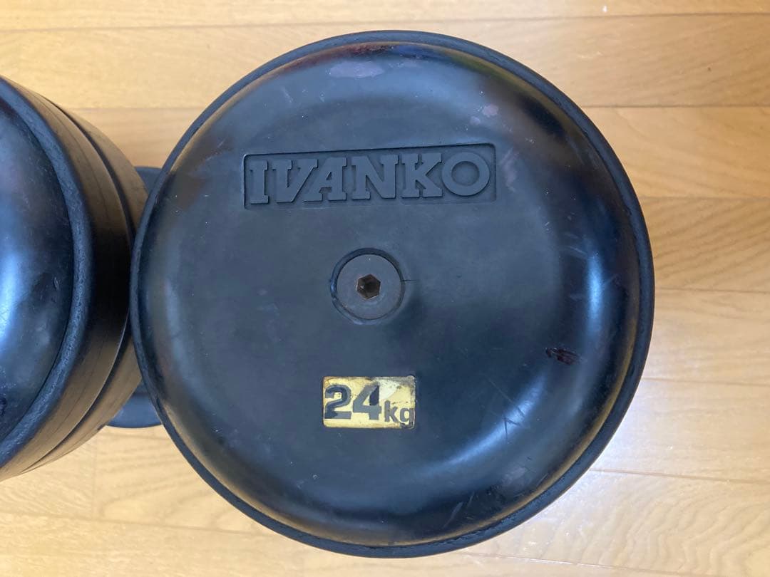 ①ivanko ジム用ラバーダンベル24kg　ゴールドジム アイロテック