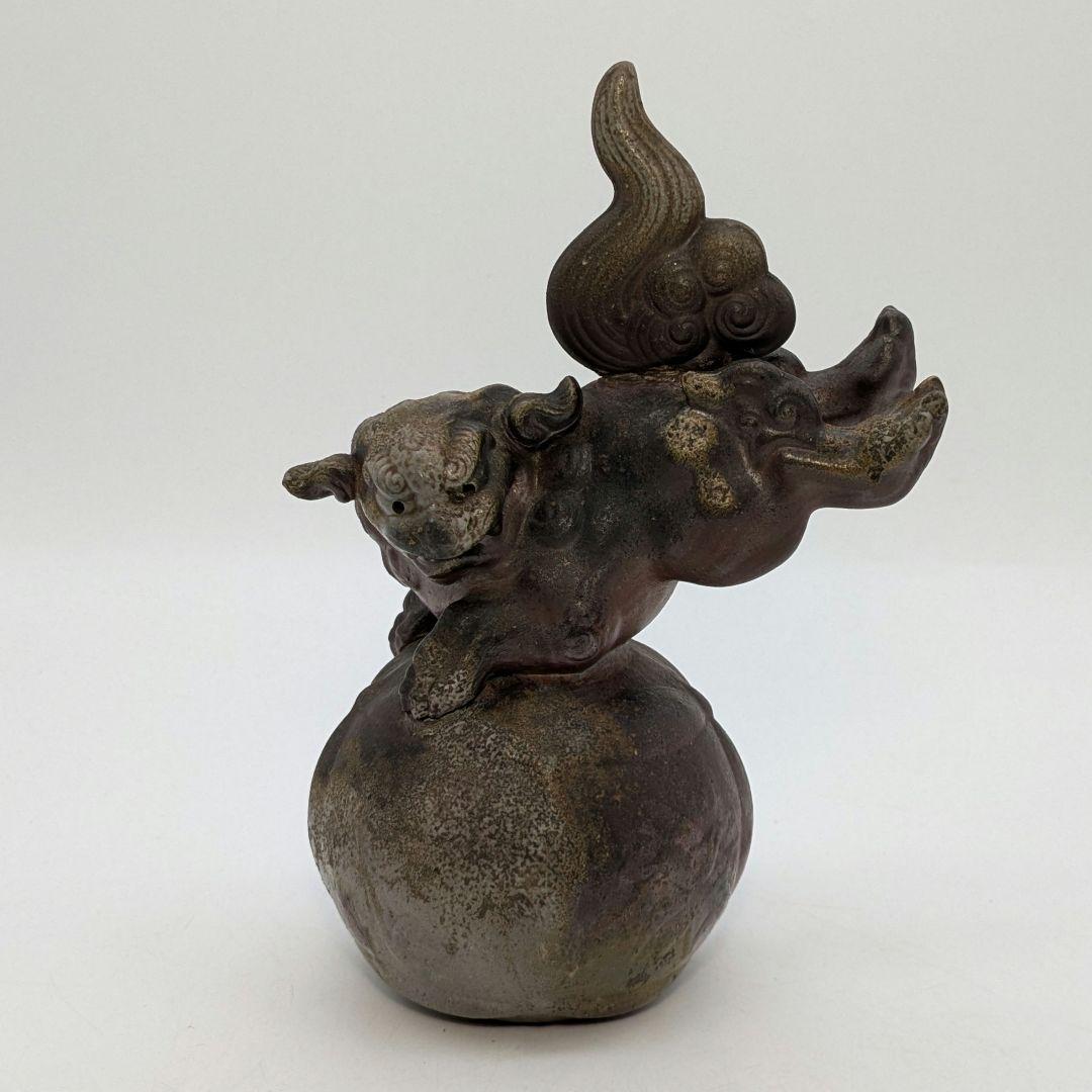 陶正園 備前焼 獅子置物 跳獅子 玉乗り獅子 縁起物 インテリア 魔除け 厄除け