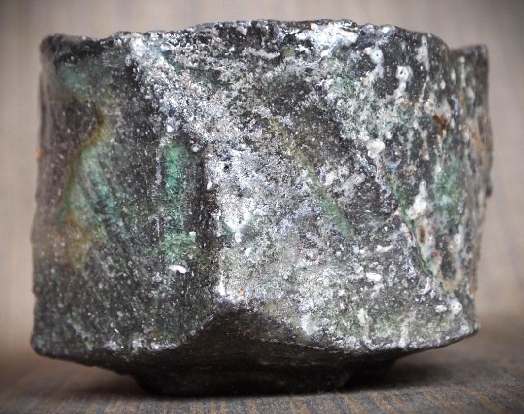 最上作★新学【師＆父：新歓嗣】★伊賀鎬茶碗★ビードロ★共箱・共布