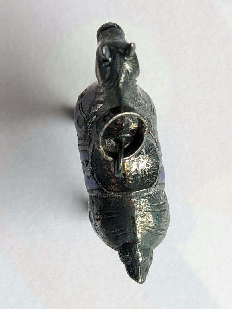 ♦刻印975 極小銀細工 馬 ペンダント 西洋 中国七宝焼？象嵌 珍物 骨董品