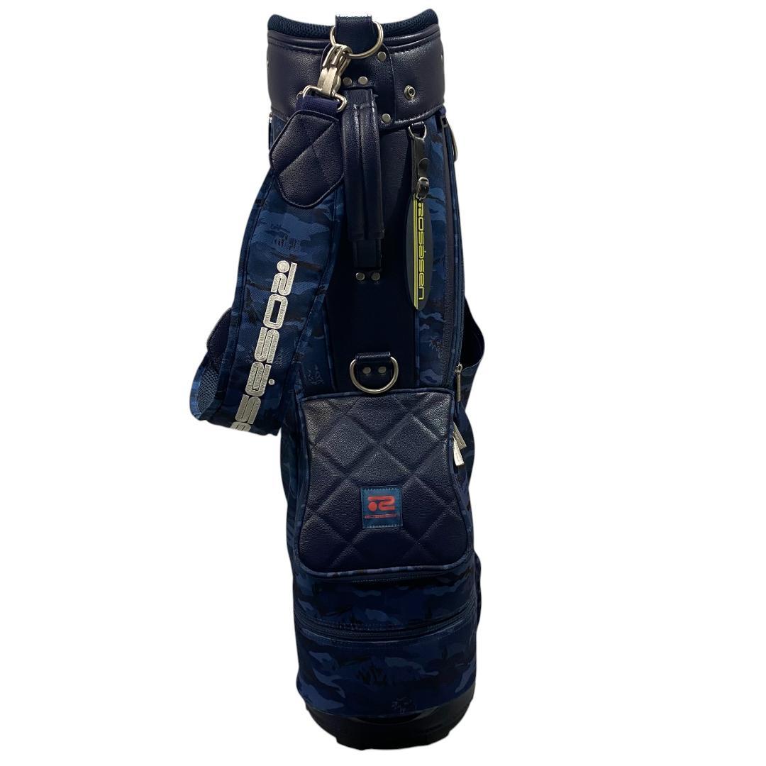 Rosasen ロサーセン キャディバッグ ネイビー 総柄 ゴルフ 9型 5分割