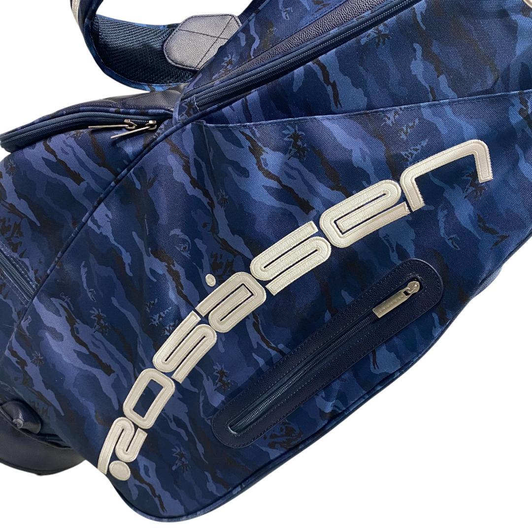 Rosasen ロサーセン キャディバッグ ネイビー 総柄 ゴルフ 9型 5分割