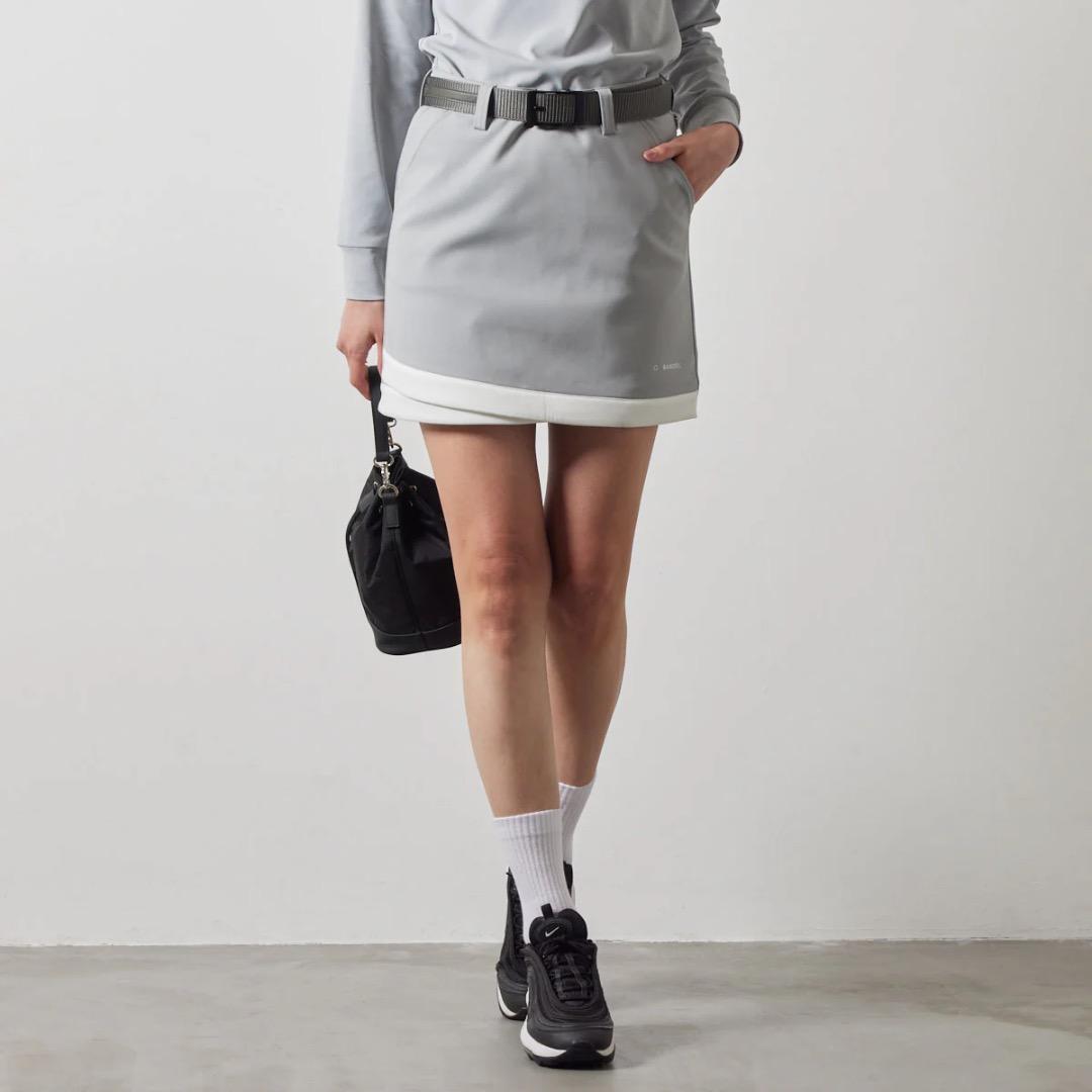 BANDEL PIPING HEM SKIRT グレー