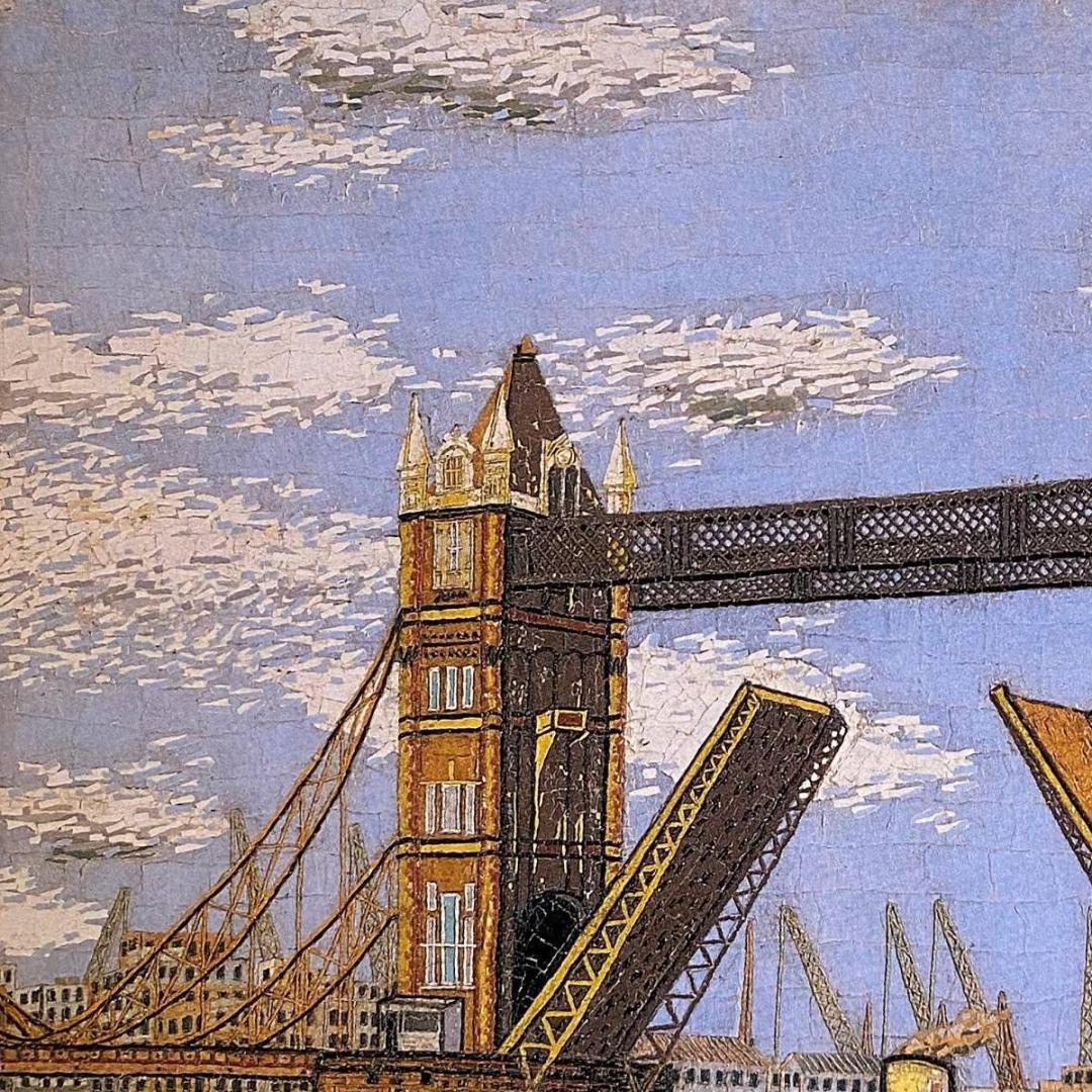 山下清、【ロンドンのタワーブリッジ】、希少な額装用画集より