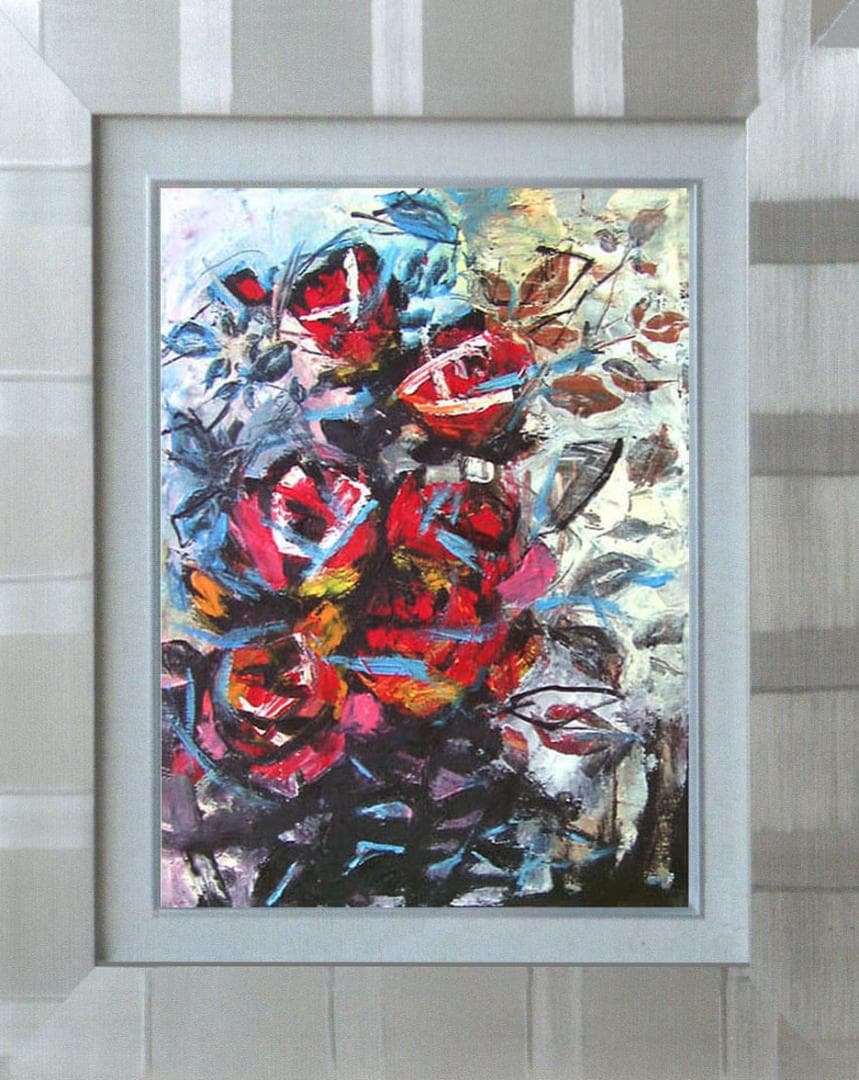 油絵 菅家令子 絵 絵画 インテリア uF6-050303 花 ばら